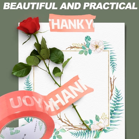 Thank You Packaging Tape for Parcel Wrapping and Shipping 11.38 Feet-1 Roll - Picture 7 of 9